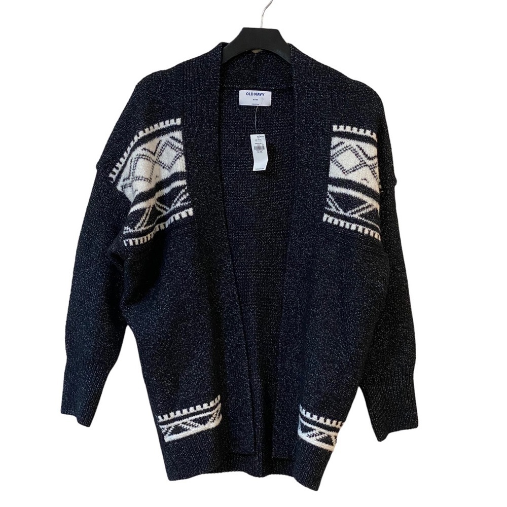 Old Navy Cozy Open Front Chunky Geometric Cardigan Sweater NWT